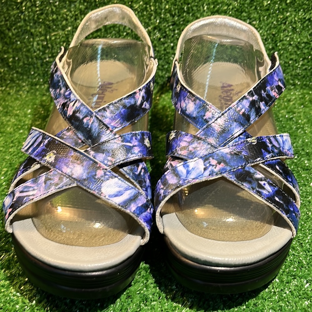 Alegria Leather Multi-strap Wedge Sandals Myka Periwinkle 38 - Picture 2 of 8